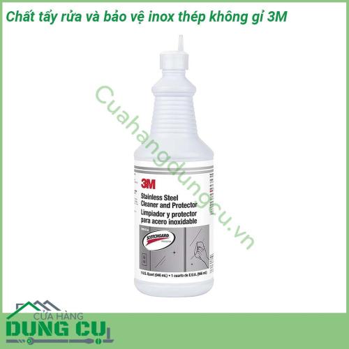 Chất tẩy rửa và bảo vệ inox thép không gỉ 3M dạng nước loãng chất lỏng không màu được chế tạo đặc biệt cho inox và một số các bề mặt kim loại khác An toàn để sử dụng trên các bề mặt không tiếp xúc với thực phẩm