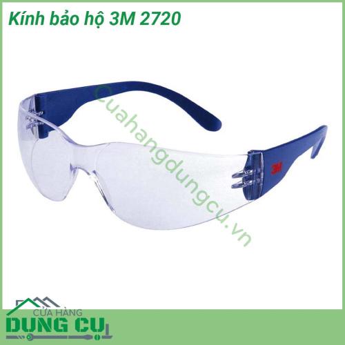 Kính bảo hộ 3M 2720 thiết kế ôm sát khuôn mặt phù hợp với cả nam và nữ Hai gọng mềm nhẹ tạo cảm giác thoải mái cho người sử dụng Có lớp phủ chống sương nhẹ lớp phủ chống xước giúp kính bền đẹp cải thiện tầm nhìn cho người sử dụng