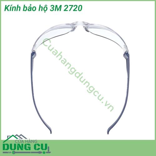 Kính bảo hộ 3M 2720 thiết kế ôm sát khuôn mặt phù hợp với cả nam và nữ Hai gọng mềm nhẹ tạo cảm giác thoải mái cho người sử dụng Có lớp phủ chống sương nhẹ lớp phủ chống xước giúp kính bền đẹp cải thiện tầm nhìn cho người sử dụng