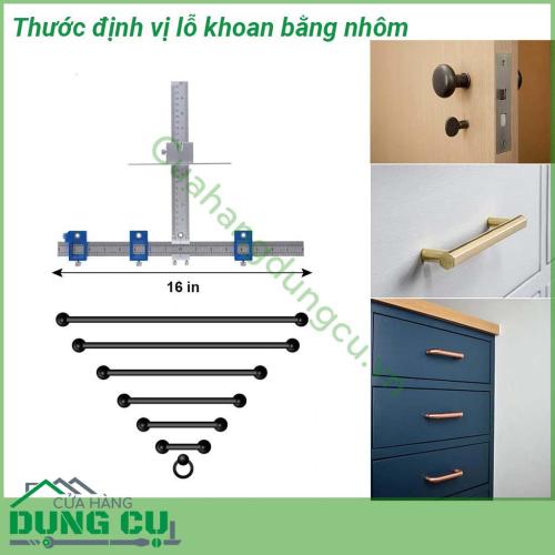 Thước định vị lỗ khoan bằng nhôm làm bằng nhôm và nhựa cứng ABS có độ bền cao khả năng chống ăn mòn và oxi hóa hoàn hảo  Số và vạch trên thước chuẩn nét rõ ràng có số đo theo cả hệ mét và hệ inch rất linh hoạt