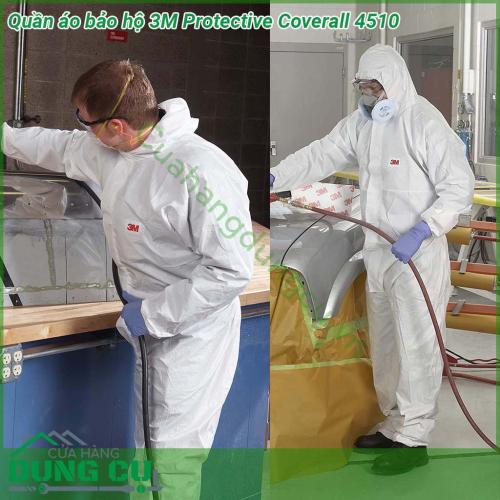 Quần áo bảo hộ 3M Protective Coverall 4510 với công nghệ vật liệu độc đáo PE có lỗ thông hơi và SMS thoáng khí Ngoài việc mang đến sự an toàn cho người sử dụng quần áo bảo vệ 3M còn tối ưu hóa sự thoải mái cho người dùng trong suốt quá trình làm việc