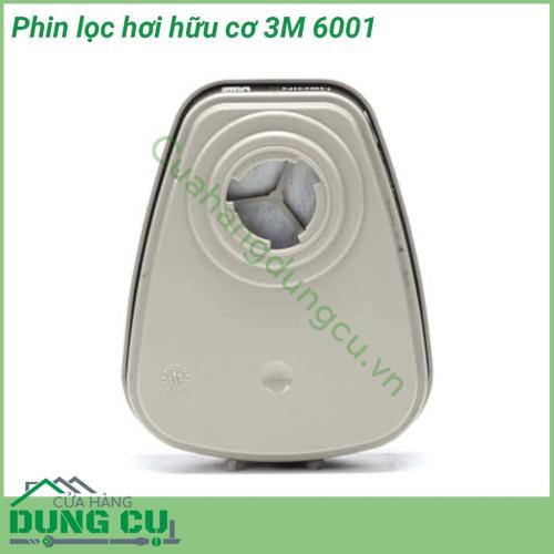 Phin lọc hơi hữu cơ 3M 6001 được sản xuất bằng chất liệu than carbon hoạt tính và màng poly Sử dụng trong ngành axit khí ga và bụi dược phẩm sản xuất hóa chất phòng thí nghiệm khai thác mỏ chế biến thực phẩm