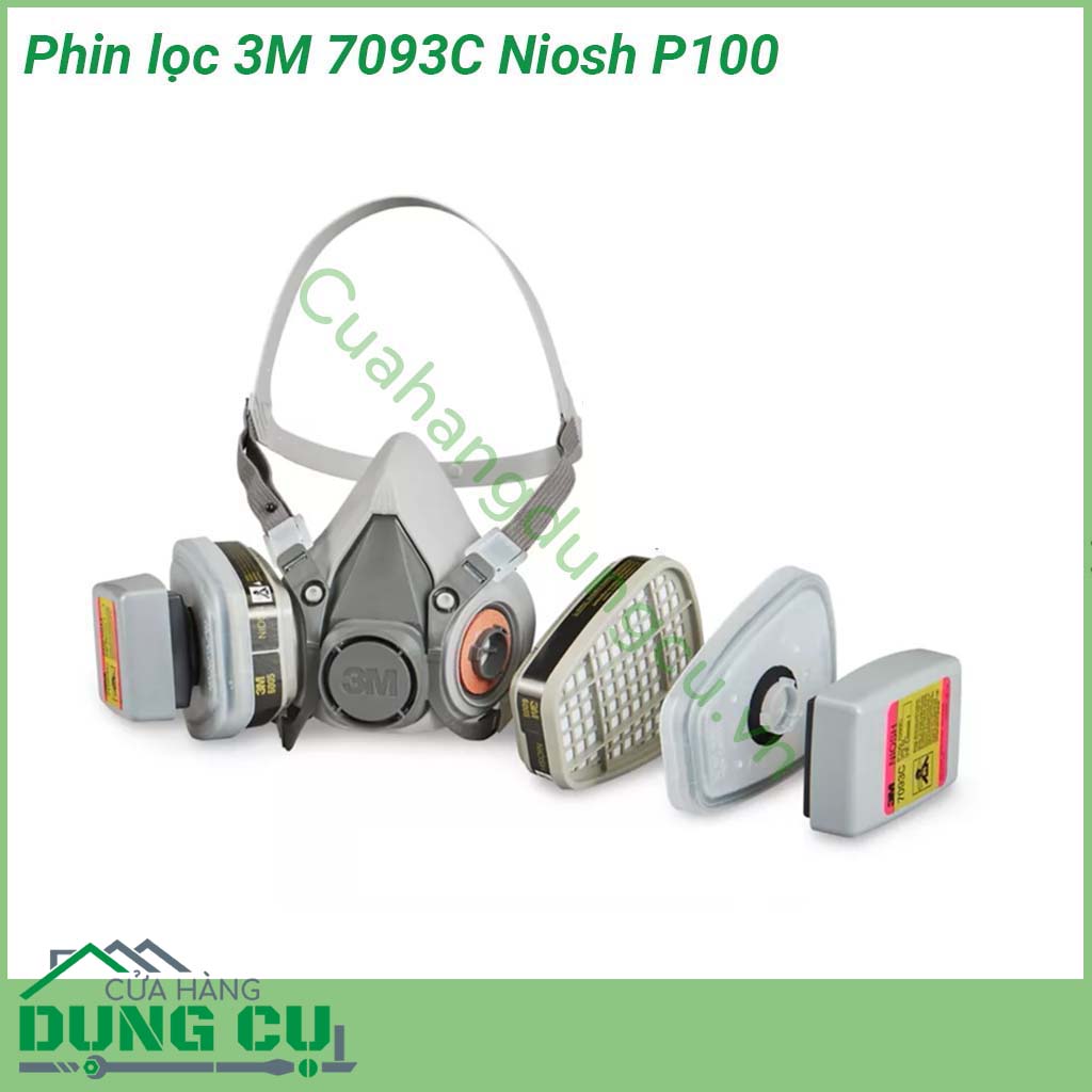 Phin lọc 3M 7093C Niosh P100 đạt tiêu chuẩn NIOSH P100 với mức độ bảo vệ cao nhất chống lại các hạt bụi dầu và không dầu