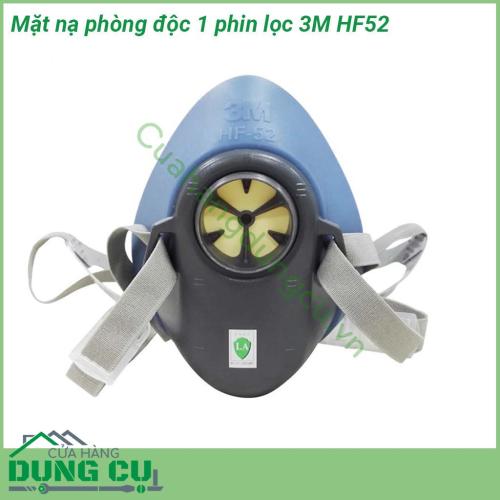 Mặt nạ phòng độc 1 phin lọc 3M HF52 thiết kế phù hợp với khuôn mặt người châu á  dây đeo tùy chỉnh mang lại sự kín thít cho khuôn mặt Chất liệu silicon mềm mại êm mang lại thoải mái cho người mang