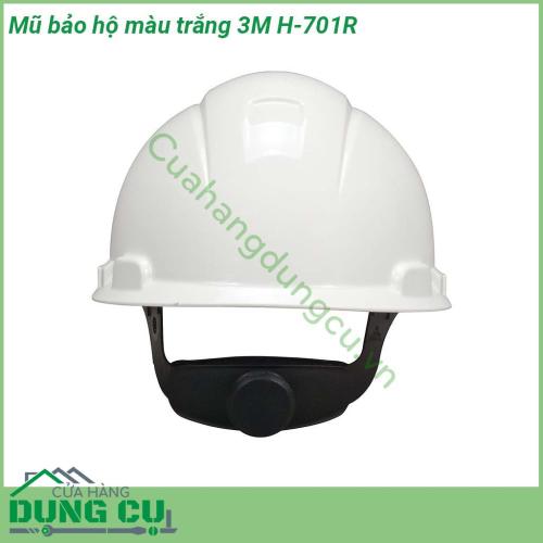 Mũ bảo hộ màu trắng 3M H-701R màu trắng với thiết kế hình cầu giúp ôm sát đầu lồng nón 4 chấu kèm nút vặn điều chỉnh kích cỡ tạo sự thoải mái khi làm việc