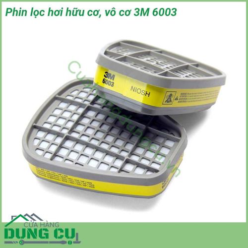 Phin lọc hơi hữu cơ vô cơ 3M 6003 là thiết bị bảo hộ quan trọng trong môi trường  nhiều bụi bẩn hơi hữu cơ khói độc sản xuất hóa học …  Đảm bảo an toàn tuyệt đối cho người lao động với thiết kế 2 phin lọc thông minh