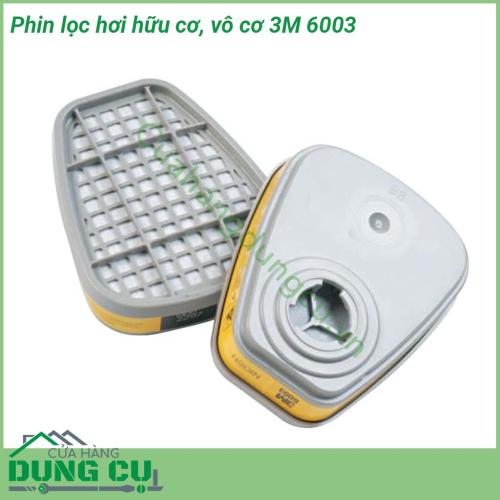 Phin lọc hơi hữu cơ vô cơ 3M 6003 là thiết bị bảo hộ quan trọng trong môi trường  nhiều bụi bẩn hơi hữu cơ khói độc sản xuất hóa học …  Đảm bảo an toàn tuyệt đối cho người lao động với thiết kế 2 phin lọc thông minh