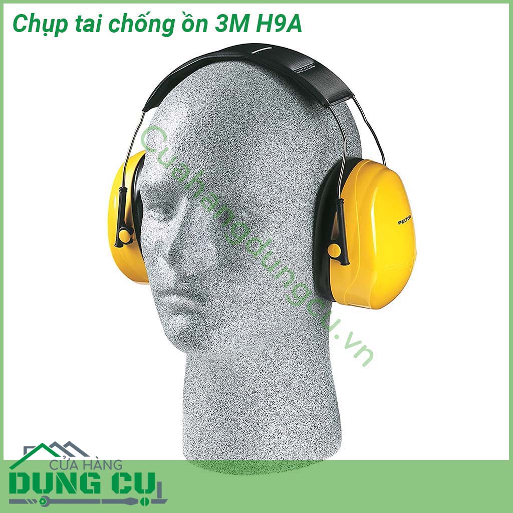 Chụp tai chống ồn 3M H9A cấu tạo từ nhựa ABS cứng cáp Lớp đệm mút êm ái tạo cảm giác thoải mái cho người đeo đảm bảo ôm khít vành tai Phần khung được thiết kế linh hoạt có thể điều chỉnh được độ cao và gập gọn Độ chống ồn NRR 25 dB