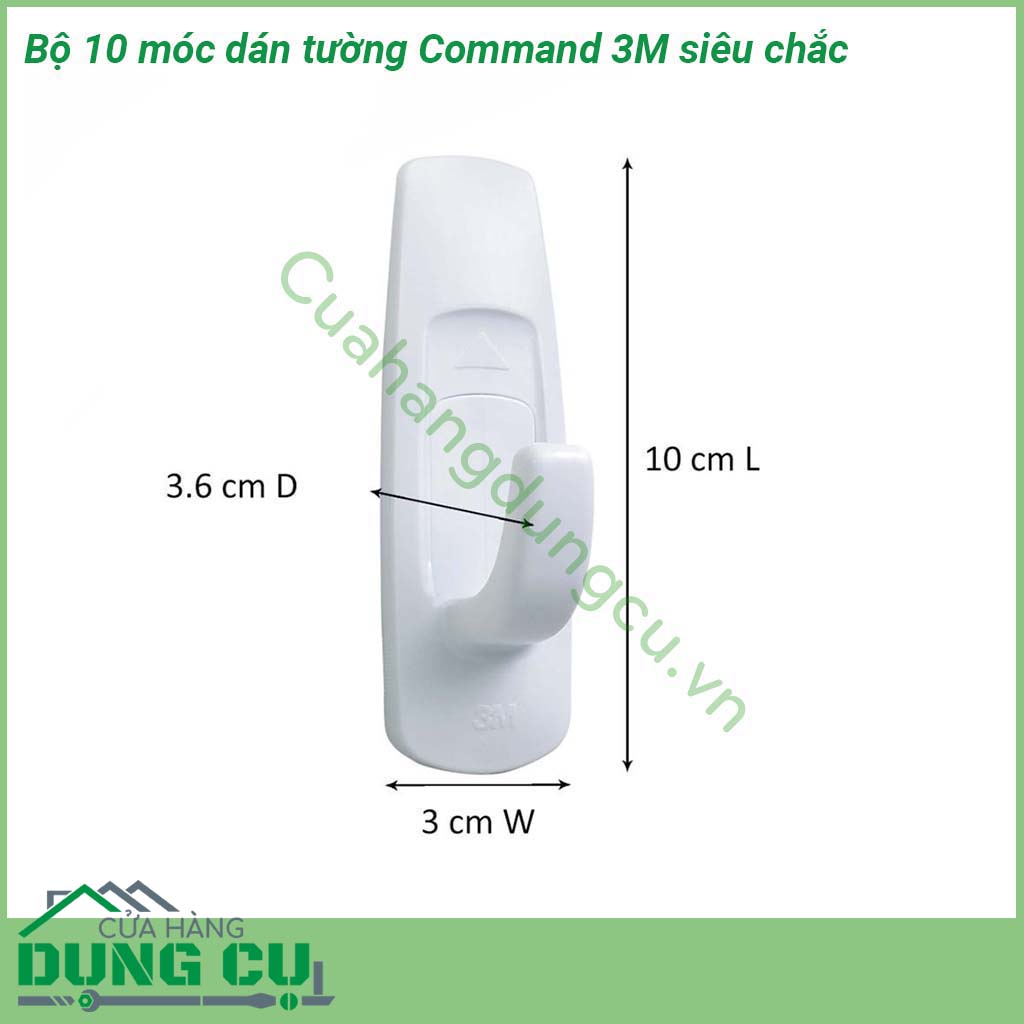 Bộ 10 móc dán tường Command 3M siêu chắc chất liệu an toàn độ bền cao Dùng được trên nhiều bề mặt tường từ tường sơn gạch men gỗ kính… Tải trọng lên tới 11 4kg 1 móc có thể giữ tới 2 2kg  Sử dụng đơn giản không làm hỏng bề mặt không khoan không bắt vít