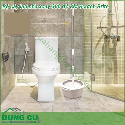 Bộ cây lau nhà xoay 360 độ 3M Scotch Brite Single Spin Mop thiết kế sang trọng tinh tế Cây lau nhà thép không gỉ chắc chắn có thể điều chỉnh độ dài tối đa lên tới 130cm Bông lau ướt sợi nhỏ siêu thấm hút và loại bỏ vết bẩn hiệu quả