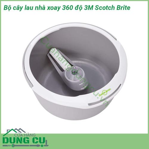 Bộ cây lau nhà xoay 360 độ 3M Scotch Brite Single Spin Mop thiết kế sang trọng tinh tế Cây lau nhà thép không gỉ chắc chắn có thể điều chỉnh độ dài tối đa lên tới 130cm Bông lau ướt sợi nhỏ siêu thấm hút và loại bỏ vết bẩn hiệu quả