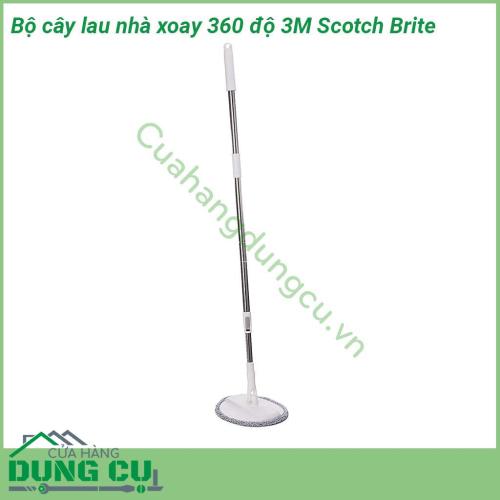 Bộ cây lau nhà xoay 360 độ 3M Scotch Brite Single Spin Mop thiết kế sang trọng tinh tế Cây lau nhà thép không gỉ chắc chắn có thể điều chỉnh độ dài tối đa lên tới 130cm Bông lau ướt sợi nhỏ siêu thấm hút và loại bỏ vết bẩn hiệu quả