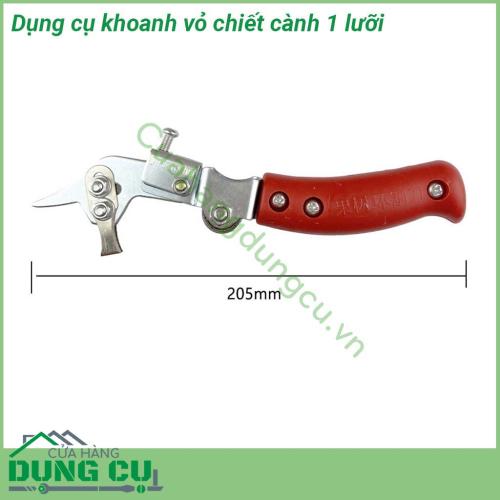 Dụng cụ khoanh vỏ chiết cành 1 lưỡi được thiết kế rất đặc biệt lưỡi dao móc vô cùng sắc bén dễ dàng khoanh vỏ cây Tay cầm được bọc bằng nhựa giữa thân dụng cụ khoanh có gắn vòng bi xoay để giúp dụng cụ xoay xung quanh thân cây được nhẹ nhàng