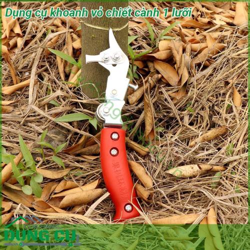 Dụng cụ khoanh vỏ chiết cành 1 lưỡi được thiết kế rất đặc biệt lưỡi dao móc vô cùng sắc bén dễ dàng khoanh vỏ cây Tay cầm được bọc bằng nhựa giữa thân dụng cụ khoanh có gắn vòng bi xoay để giúp dụng cụ xoay xung quanh thân cây được nhẹ nhàng