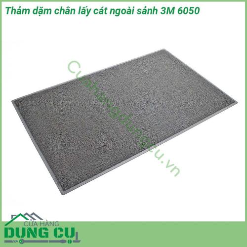 Thảm dặm chân lấy cát ngoài sảnh 3M 6050 được làm từ nhựa cao cấp với độ bền cao Các sợi thảm hình sợi xoắn vòng dày đặc cùng với lớp đế bên dưới sẽ giữ và che dấu bụi bẩn bên dưới bề mặt thảm Giúp dễ dàng làm vệ sinh giữ sàn nhà luôn sạch sẽ
