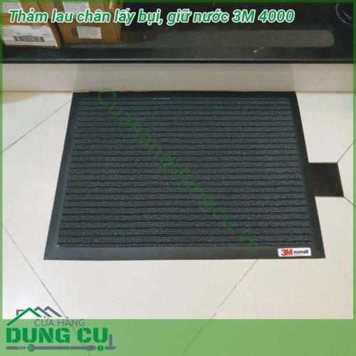 Thảm lau chân lấy bụi giữ nước 3M 4000 độ bền cao chịu nhiệt tốt thiết kế dạng sợi len và sợi nhựa cứng đan xen có đế nhựa tính thẩm mỹ cao màu sắc đa dạng sang trọng  Có thể dùng cho khu vực văn phòng nhà xưởng khách sạn …