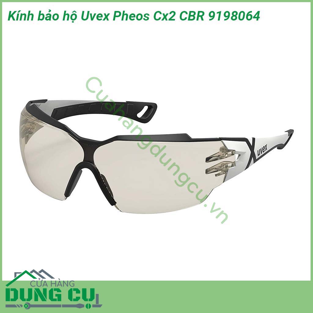Kính bảo hộ Uvex Pheos Cx2 CBR 9198064 nhẹ cùng với thiết kế ôm sát khuôn mặt bảo vệ toàn bộ vùng mắt  Đệm mũi silicon mềm dẻo hơn giúp người dùng cảm thấy thoải mái dễ chịu  Phần gọng mắt kính Uvex sử dụng nhựa dẻo rất bền chắc