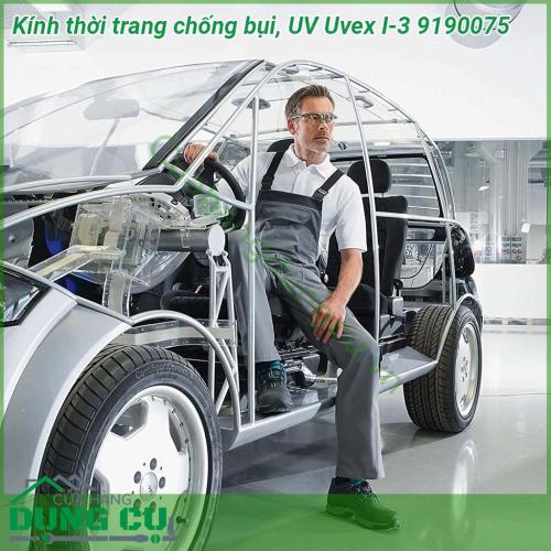 Kính thời trang chống bụi UV Uvex I-3 9190075 gọng kính mềm Softflex có thể điều chỉnh các độ rộng khác nhau  Đệm mũi mềm Softflex đảm bảo thoải mái ngay cả khi đeo trong thời gian dài  Ống kính tráng có khả năng chống sương mù tuyệt vời