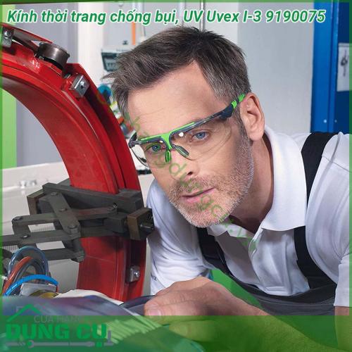 Kính thời trang chống bụi UV Uvex I-3 9190075 gọng kính mềm Softflex có thể điều chỉnh các độ rộng khác nhau  Đệm mũi mềm Softflex đảm bảo thoải mái ngay cả khi đeo trong thời gian dài  Ống kính tráng có khả năng chống sương mù tuyệt vời