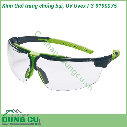 Kính thời trang chống bụi UV Uvex I-3 9190075 gọng kính mềm Softflex có thể điều chỉnh các độ rộng khác nhau  Đệm mũi mềm Softflex đảm bảo thoải mái ngay cả khi đeo trong thời gian dài  Ống kính tráng có khả năng chống sương mù tuyệt vời