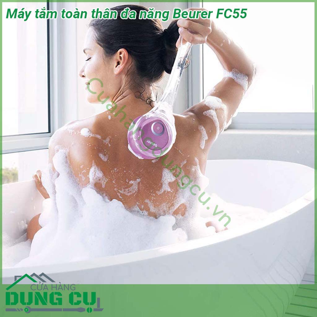 Máy tắm toàn thân đa năng Beurer FC55 nhỏ gọn  chất liệu sản phẩm an toàn không gây kích ứng khó chịu cho làn da Tay cầm được thiết kế thông minh tiện ích Đầu cọ mềm mại đem lại cảm giác thư giãn khi sử dụng