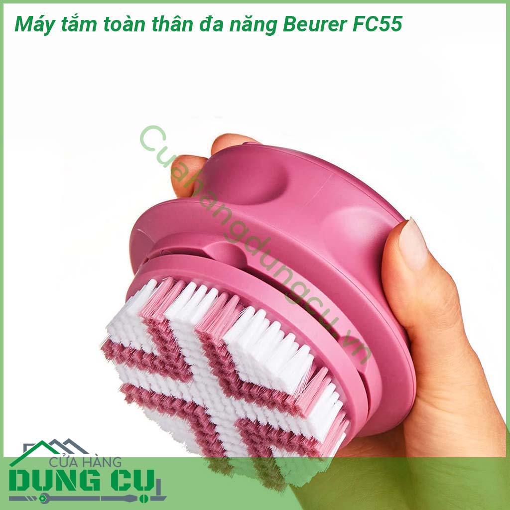 Máy tắm toàn thân đa năng Beurer FC55 nhỏ gọn  chất liệu sản phẩm an toàn không gây kích ứng khó chịu cho làn da Tay cầm được thiết kế thông minh tiện ích Đầu cọ mềm mại đem lại cảm giác thư giãn khi sử dụng