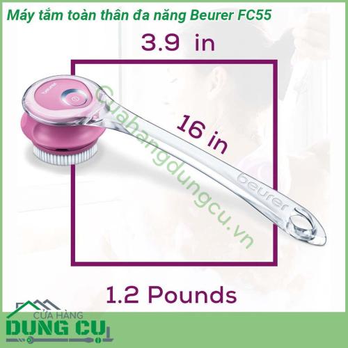 Máy tắm toàn thân đa năng Beurer FC55 nhỏ gọn chất liệu sản phẩm an toàn không gây kích ứng khó chịu cho làn da Tay cầm được thiết kế thông minh tiện ích Đầu cọ mềm mại đem lại cảm giác thư giãn khi sử dụng