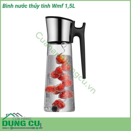 Bình nước thủy tinh Wmf 1 5L mang tính thẩm mỹ cao do được làm bằng thủ công 100  Chất liệu thủy tinh cao cấp nắp thép không gỉ cromargan vành silicon chất lượng cao tay cầm nhựa chống nóng Dễ dàng vệ sinh và cọ rửa bình