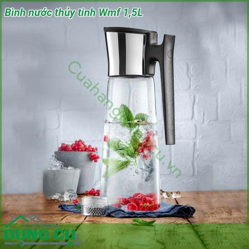 Bình nước thủy tinh Wmf 1 5L mang tính thẩm mỹ cao do được làm bằng thủ công 100  Chất liệu thủy tinh cao cấp nắp thép không gỉ cromargan vành silicon chất lượng cao tay cầm nhựa chống nóng Dễ dàng vệ sinh và cọ rửa bình