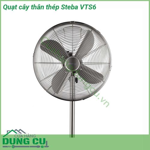 Quạt cây thân thép Steba VTS6 được làm từ chất liệu hợp kim cực kì bền chắc và sang trọng có khả năng chống ăn mòn cao Quạt sở hữu thiết kế tiện dụng với phần thân có thể điều chỉnh độ cao lên xuống thích hợp sử dụng trong nhà và ngoài trời