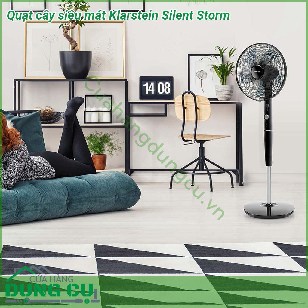 Quạt cây siêu mát Klarstein Silent Storm được thiết kế với rất nhiều các chức năng và có thể điều khiển sử dụng dễ dàng Quạt siêu hiện đại với 26 cấp độ gió  5 chế độ làm mát - thật tuyệt vời và tiện nghi  Chiều cao quạt tuỳ chỉnh từ 120-137cm