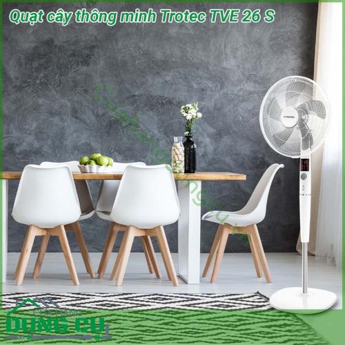 Quạt cây thông minh Trotec TVE 26 S với thiết kế thanh lịch chất liệu cao cấp thân thiện môi trường tạo luồng khí mát cực mạnh mà lại hoạt động êm ái  Quạt có 5 chế độ làm mát tuyệt vời và tiện nghi 26 cấp độ gió điều chỉnh theo nhu cầu