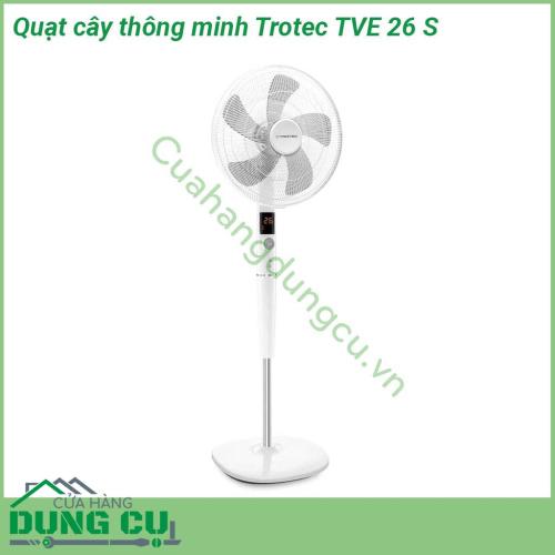 Quạt cây thông minh Trotec TVE 26 S với thiết kế thanh lịch chất liệu cao cấp thân thiện môi trường tạo luồng khí mát cực mạnh mà lại hoạt động êm ái  Quạt có 5 chế độ làm mát tuyệt vời và tiện nghi 26 cấp độ gió điều chỉnh theo nhu cầu