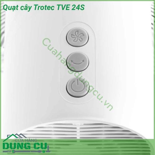 Quạt cây Trotec TVE 24S được thiết kế có kiểu dáng thanh lịch làm mát dễ chịu mà không gây tiếng ồn lớn Màn hình LED thiết kế tinh tế Hoạt động bằng điều khiển từ xa và các chức năng hẹn giờ thực tế giúp người sử dụng thuận tiện hẹn giờ cho giấc ngủ ngon