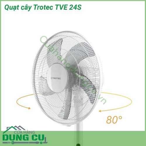 Quạt cây Trotec TVE 24S được thiết kế có kiểu dáng thanh lịch làm mát dễ chịu mà không gây tiếng ồn lớn Màn hình LED thiết kế tinh tế Hoạt động bằng điều khiển từ xa và các chức năng hẹn giờ thực tế giúp người sử dụng thuận tiện hẹn giờ cho giấc ngủ ngon