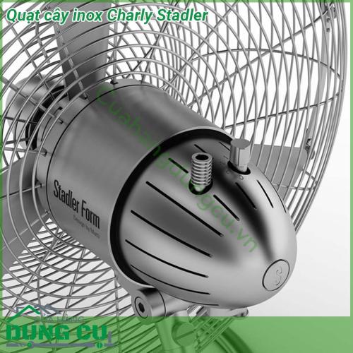 Quạt cây inox Charly Stadler với thiết kế giống như một tuabin máy bay phản lực cực kỳ đẹp Cánh quạt bằng chất liệu nhôm đúc cho phép quạt hoạt động với hiệu suất lên tới 6000m3 không khí trên một giờ