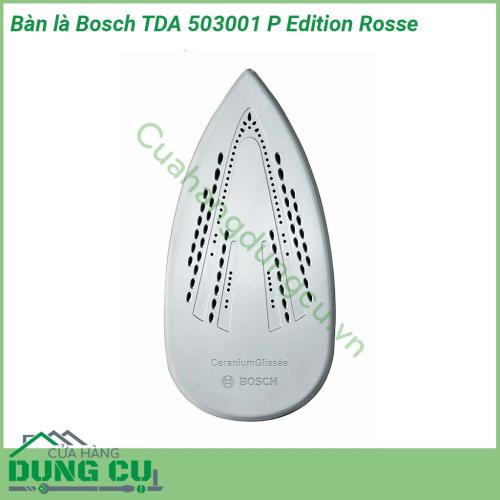 Bàn là Bosch TDA 503001 P Edition Rosse thiết kế độc đáo phối màu đỏ đen siêu sang và đẹp  Với công suất tối đa lên tới 3000W và khả năng phun hơi nước lên tới 200g giúp bạn đánh bật nhanh chóng những nếp nhăn nhàu trên quần áo