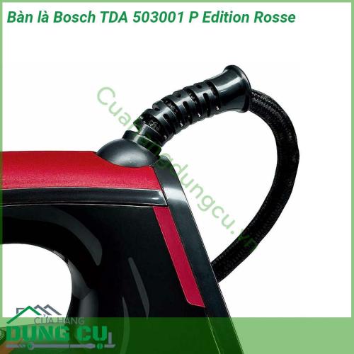 Bàn là Bosch TDA 503001 P Edition Rosse thiết kế độc đáo phối màu đỏ đen siêu sang và đẹp  Với công suất tối đa lên tới 3000W và khả năng phun hơi nước lên tới 200g giúp bạn đánh bật nhanh chóng những nếp nhăn nhàu trên quần áo