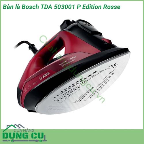 Bàn là Bosch TDA 503001 P Edition Rosse thiết kế độc đáo phối màu đỏ đen siêu sang và đẹp  Với công suất tối đa lên tới 3000W và khả năng phun hơi nước lên tới 200g giúp bạn đánh bật nhanh chóng những nếp nhăn nhàu trên quần áo