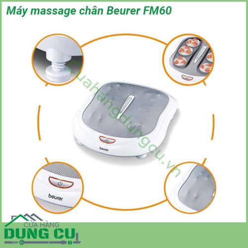 Máy massage chân Beurer FM60 được thiết kế với 6 đầu massage với 18 đầu (núm) massage theo khuôn hình bàn chân của bạn với mỗi khu vực có 3 đầu quay massage nhỏ sẽ mát xa nhẹ nhàng êm ái các huyệt đạo vùng gan bàn chân mang lại cảm giác thư thái dễ chịu