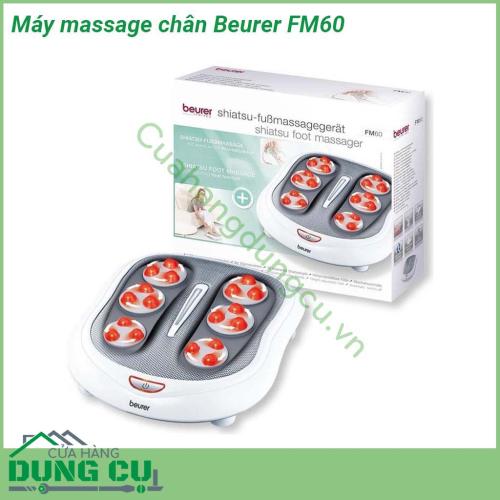 Máy massage chân Beurer FM60 được thiết kế với 6 đầu massage với 18 đầu (núm) massage theo khuôn hình bàn chân của bạn với mỗi khu vực có 3 đầu quay massage nhỏ sẽ mát xa nhẹ nhàng êm ái các huyệt đạo vùng gan bàn chân mang lại cảm giác thư thái dễ chịu