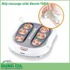 Máy massage chân Beurer FM60 được thiết kế với 6 đầu massage với 18 đầu (núm) massage theo khuôn hình bàn chân của bạn với mỗi khu vực có 3 đầu quay massage nhỏ sẽ mát xa nhẹ nhàng êm ái các huyệt đạo vùng gan bàn chân mang lại cảm giác thư thái dễ chịu