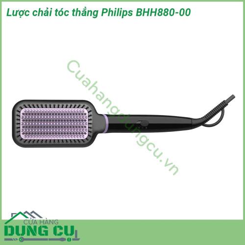 Lược chải tóc thẳng Philips BHH880-00 được thiết kế cách nhiệt giúp tránh bỏng tuyệt đối khi sử dụng Bề mặt gốm tản nhiệt PTC Tourmaline được sơn phủ một lớp dày làm giảm ma sát giữa tóc và lược cho bạn mái tóc thẳng không bị xơ rối