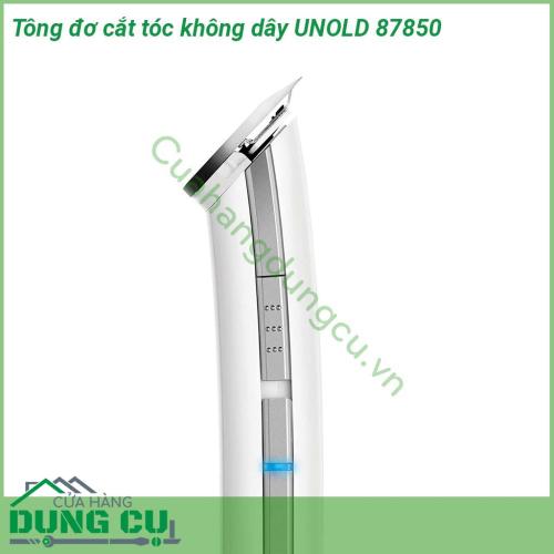 Tông đơ cắt tóc không dây UNOLD 87850 sở hữu thiết kế thời trang và hiện đại tông đơ Unold cung cấp 4 phụ kiện cắt có thể tháo rời gồm 3 6 9 mm và một đầu có thể điều chỉnh riêng 3 3 5 4 5 mm đáp ứng mọi nhu cầu về căt tóc của bạn