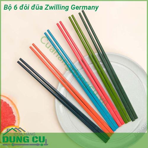 Bộ 6 đôi đũa Zwilling Germany với 6 màu khác nhau bưởi quất chanh lựu dâu tằm bơ được làm từ chất liệu nhựa PPS cao cấp bền và an toàn  Đầu đũa có kết cấu chống trượt Tay cầm có cấu trúc thoải mái  Dễ dàng làm sạch an toàn với máy rửa chén