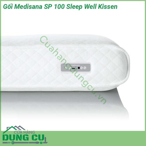 Gối Medisana SP 100 Sleep Well Kissen là một chiếc gối chỉnh hình lớn với lõi bọt hoạt tính mật độ cao có thể cải thiện chất lượng giấc ngủ cá nhân vì gối xốp tích hợp âm thanh nổi với nhạc thư giãn hoạt động như một thiết bị hỗ trợ giấc ngủ