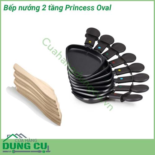 Bếp nướng 2 tầng Princess Oval được làm bằng đá chất liệu chống dính cao cấp do đó bạn có thể nướng mà không cần bất kỳ dầu hoặc bơ Bộ sản phẩm được hoàn thành với 8 chảo mà bạn có thể sử dụng để nấu trứng bánh kếp hoặc phô mai nấu chảy