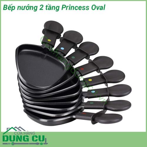 Bếp nướng 2 tầng Princess Oval được làm bằng đá chất liệu chống dính cao cấp do đó bạn có thể nướng mà không cần bất kỳ dầu hoặc bơ Bộ sản phẩm được hoàn thành với 8 chảo mà bạn có thể sử dụng để nấu trứng bánh kếp hoặc phô mai nấu chảy