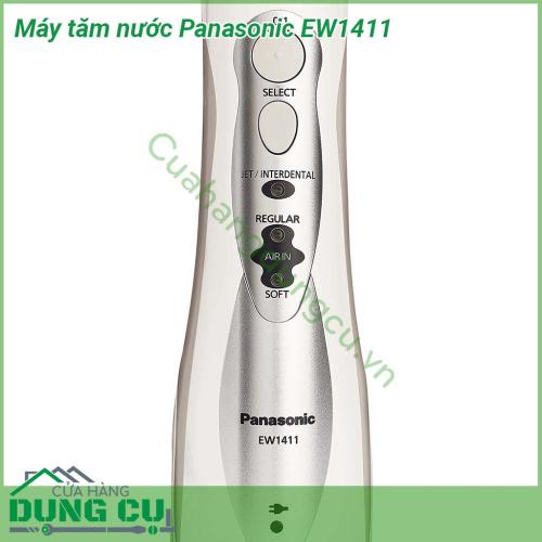 Máy tăm nước Panasonic EW1411 thiết kế tay cầm dễ cầm nắm tần số bơm lên đến 1 400 xung mỗi phút đế sạc không dây an toàn và tiện lợi mỗi lần sạc đầy dùng được liên tục 15 phút Máy sẽ giúp bạn làm sạch toàn bộ răng ngay cả những vị trí khó làm sạch nhất