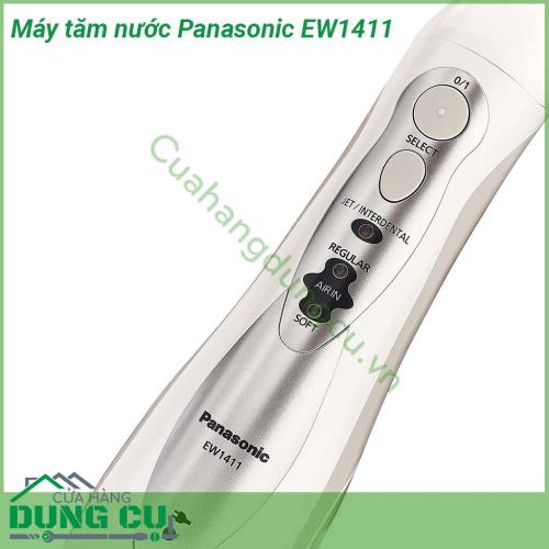 Máy tăm nước Panasonic EW1411 thiết kế tay cầm dễ cầm nắm tần số bơm lên đến 1 400 xung mỗi phút đế sạc không dây an toàn và tiện lợi mỗi lần sạc đầy dùng được liên tục 15 phút Máy sẽ giúp bạn làm sạch toàn bộ răng ngay cả những vị trí khó làm sạch nhất